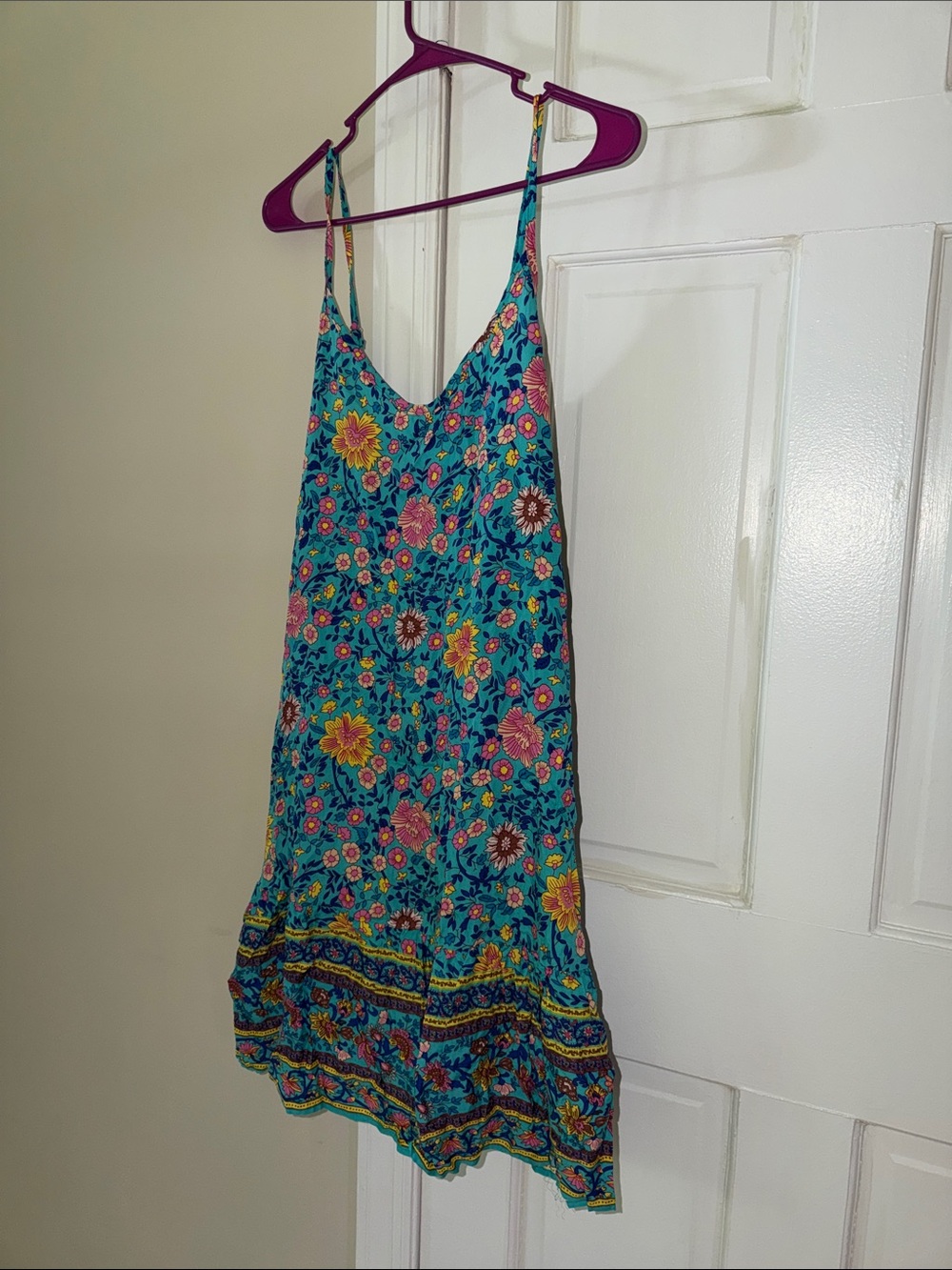 Floral V-Neck Spaghetti Strap Dress in Teal